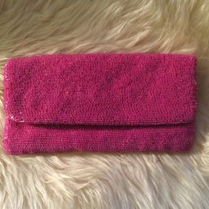 Pink sequin clutch